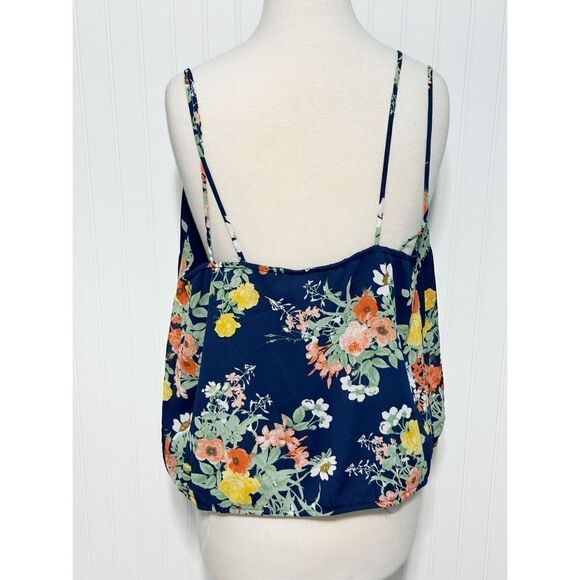 Forever 21 Criss Cross Floral Sleeveless Spaghetti Strap Tank‎ Top Blue Plus 1X - Picture 5 of 9